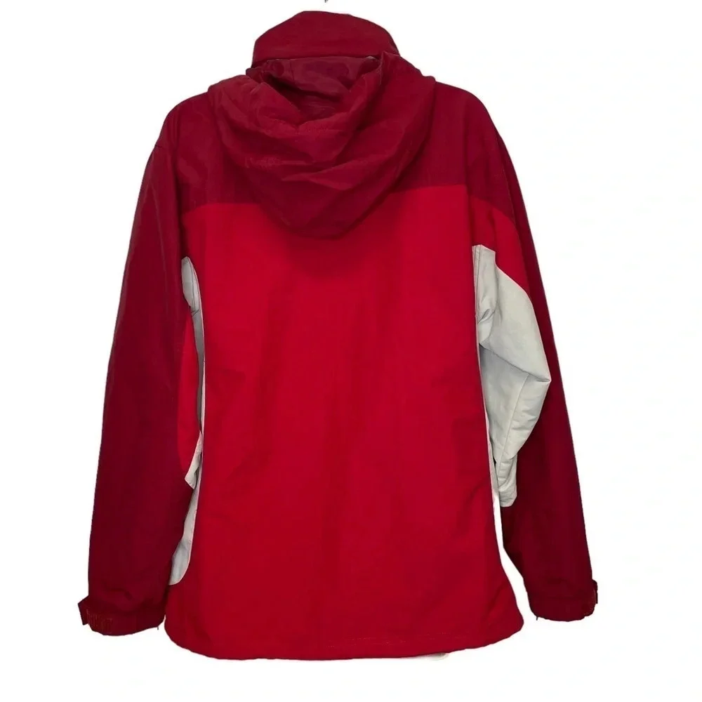 L.L. Bean women’s rain jacket shell lightweight two toned red